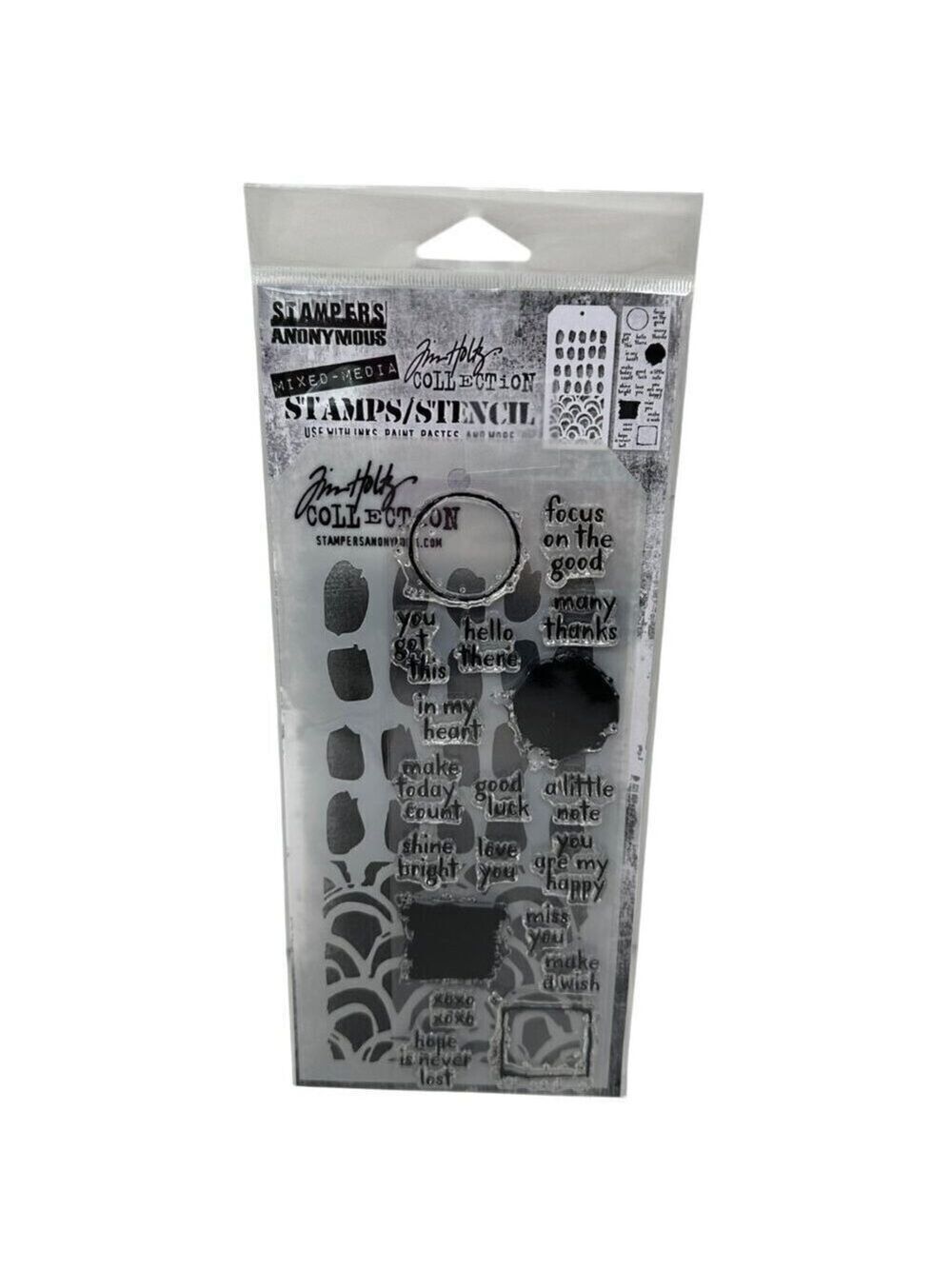 Tim Holtz Stampers Anonymous Mixed Media Stamps Stencil Set THMM184 Cardmaking